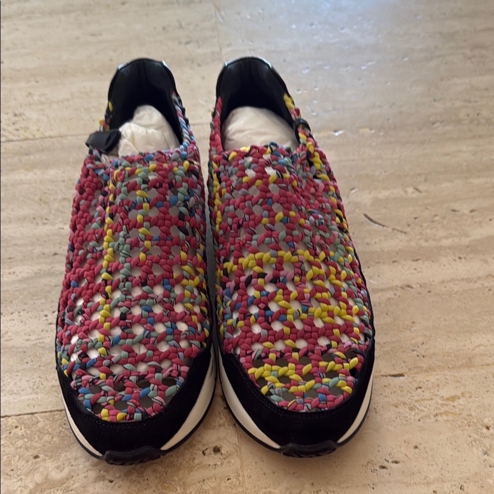Multicolor Woven Slip-On Sneakers